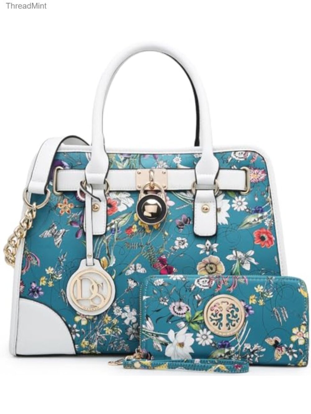 Vegan Leather Satchel Purse with Wallet Set, Top Handle Shoulder Bag Work Tote